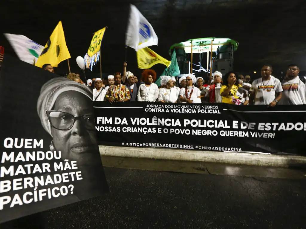 São Paulo ( SP) 24/08/2023 - Jornada dos Movimentos Negros Contra a Violência Policial. Os atos são em defesa de investigação rigorosa e punição aos assassinos de Mãe Bernadete Pacifico. Foto: Paulo Pinto/Agência Brasil/Arquivo